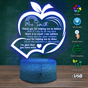 Personalised 3D Led Light - Teacher - To My Teacher - I'm Glad That You Were Mine - Ukglca31002