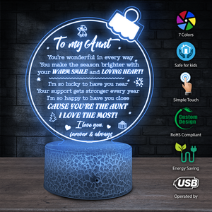3D Led Light - Family - To My Aunt - I Love You, Forever & Always - Ukglca30008